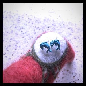 Rhinestone dolphin studs